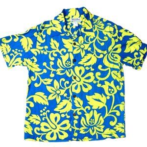 Vintage Original Kalakaua Hawaiian Shirt Men's Size Medium Blue Yellow Retro VTG